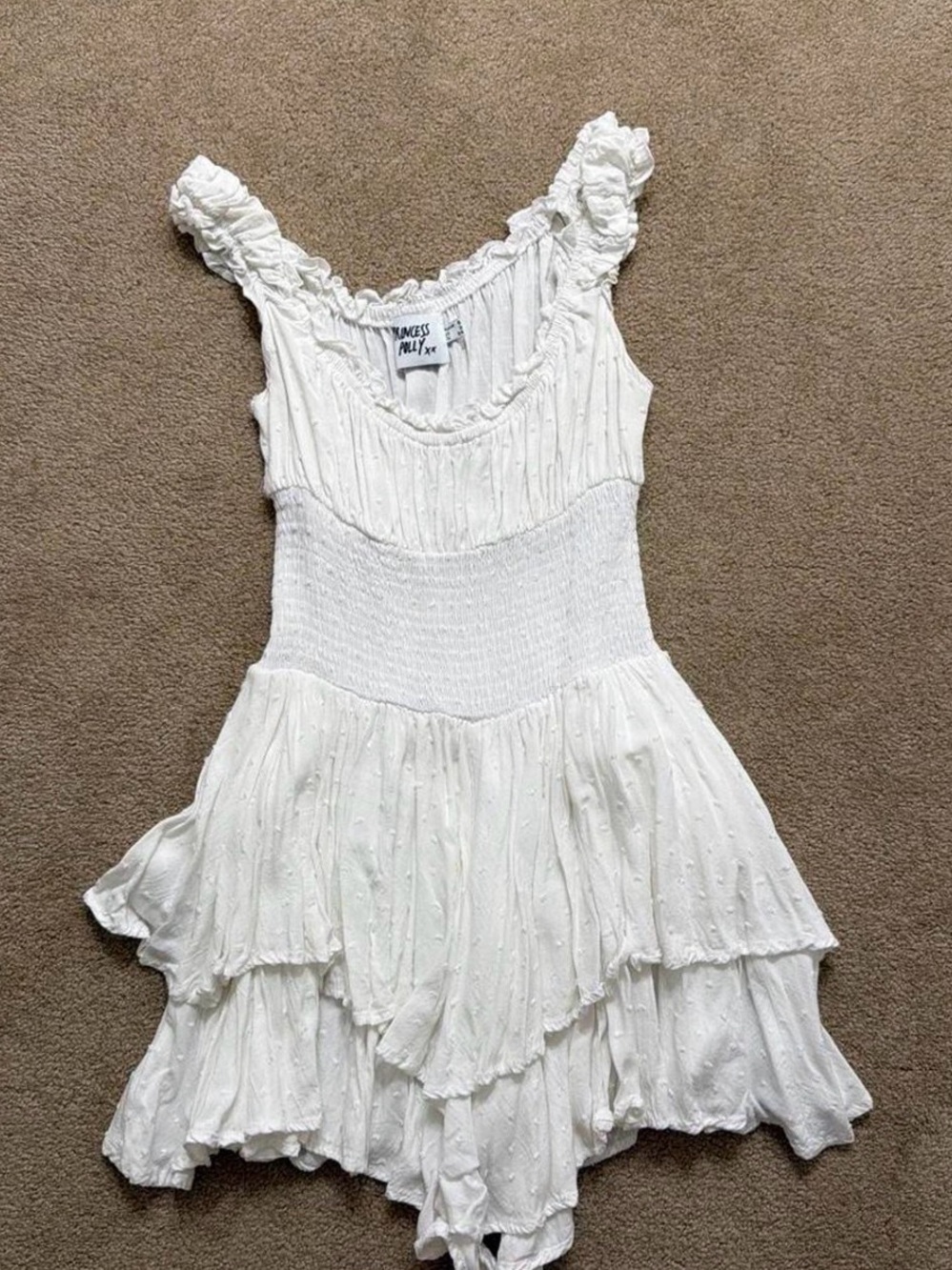 Princess Polly White Ruffled Tiered Kids Dress